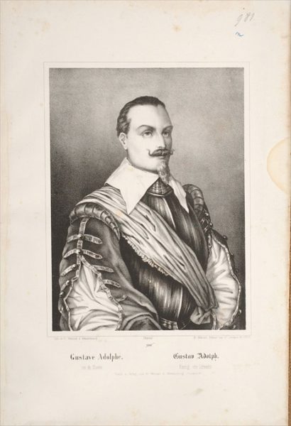 Gustave Adolphe. Roi de Suède. (titre inscrit, français, allemand